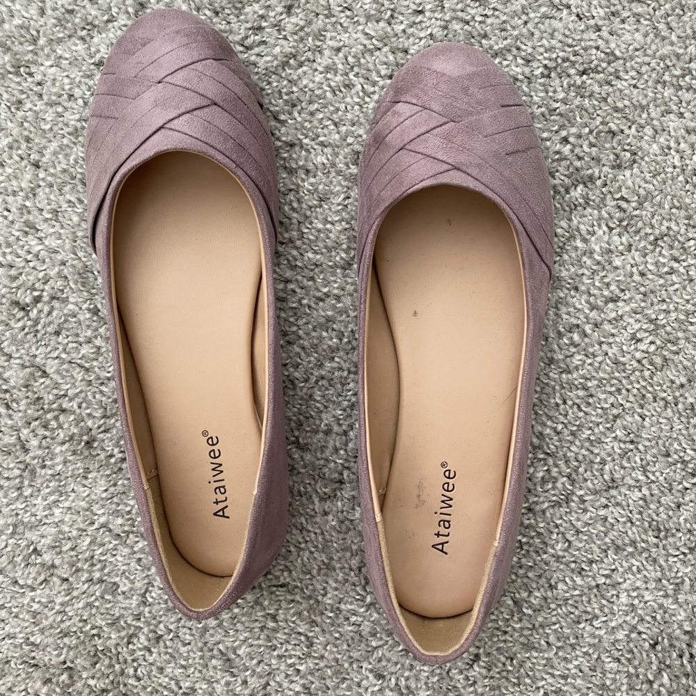 Lavender flats. Never worn outside of the house. Size 8.5